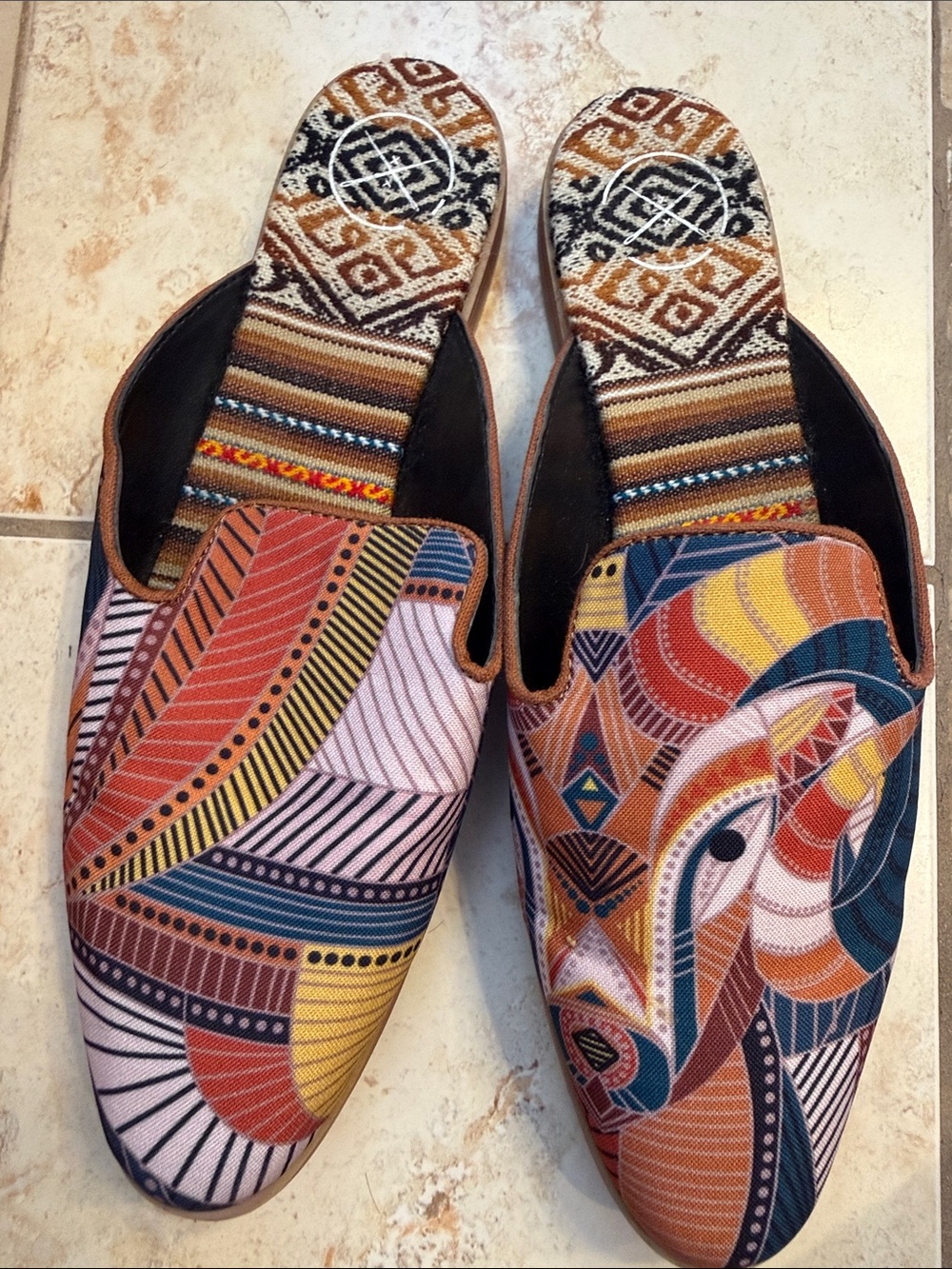 inkkas Multicolor Patterned Slip-On Mules
